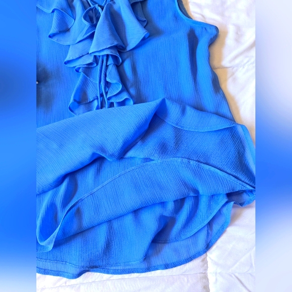 Tommy Hilfiger Vibrant Blue Ruffled Sleeveless Top Size Medium - Picture 6 of 11